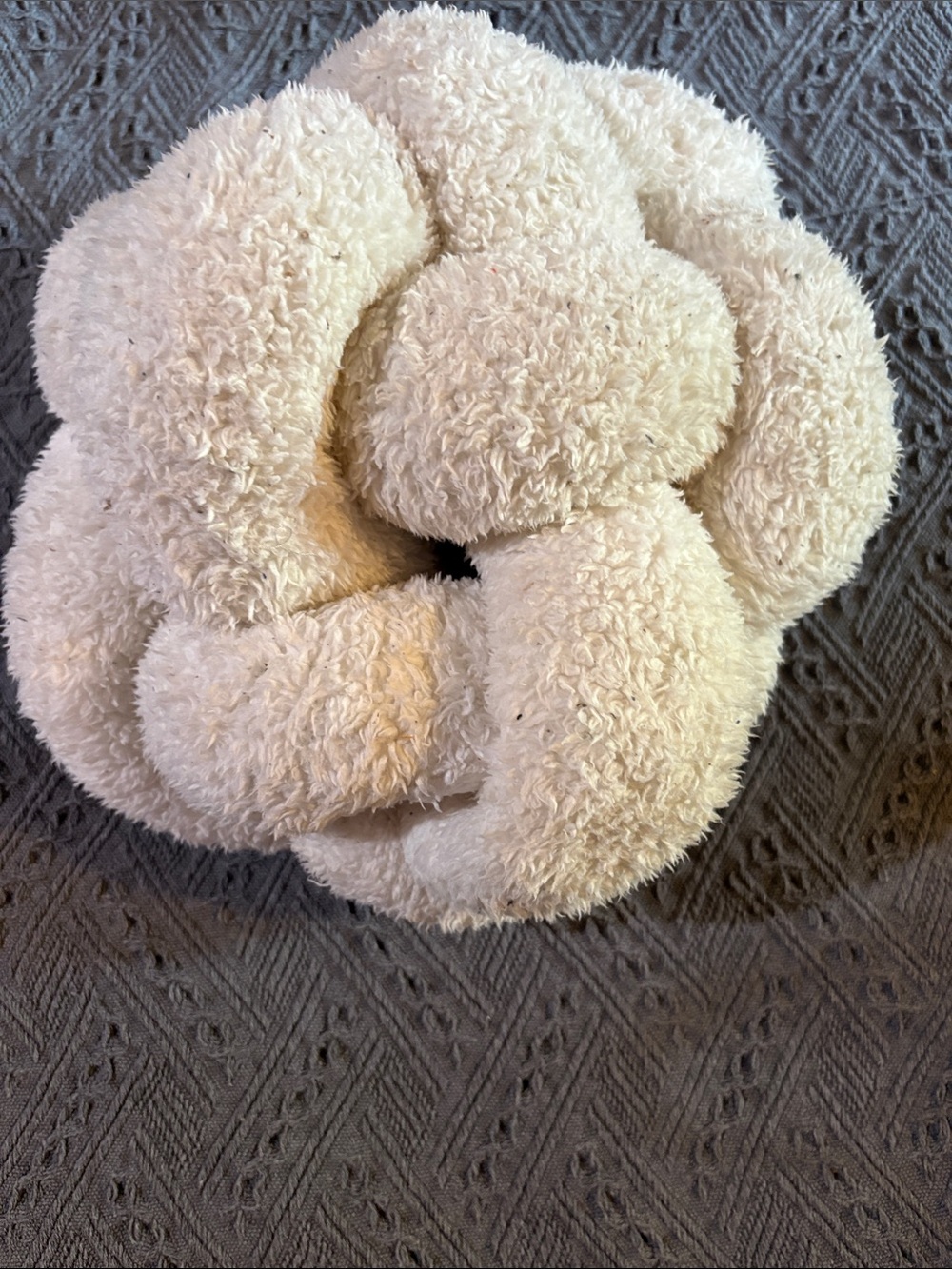 Plush Cream Knot Accent Pillow - Cozy Decorative Throw Pillow